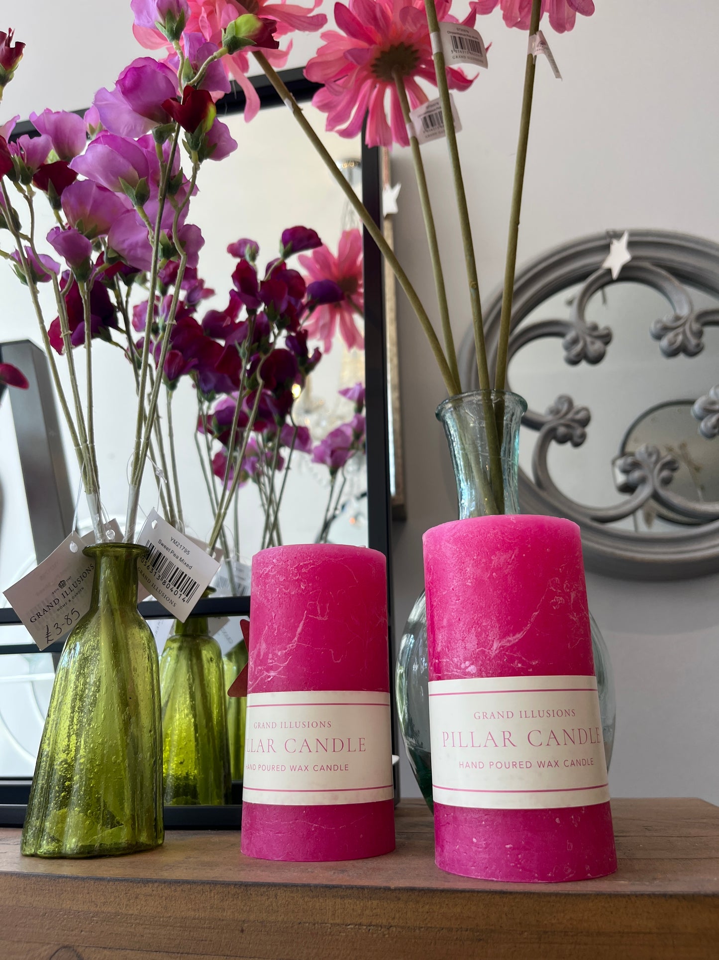 Grand Illusions: Rustic Fuchsia Pillar Candle