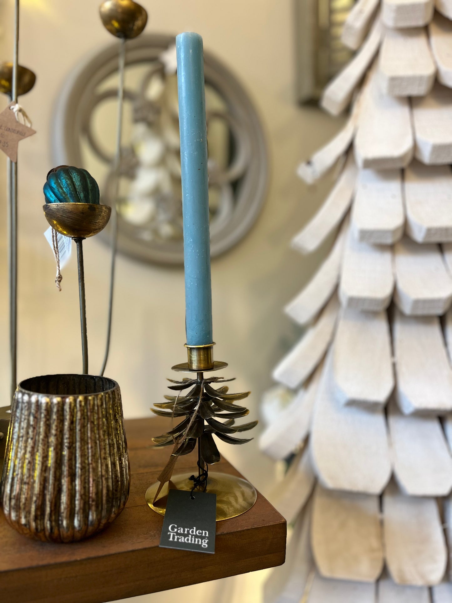 CROMWELL CHRISTMAS TREE CANDLE HOLDER ANTIQUE BRASS SMALL