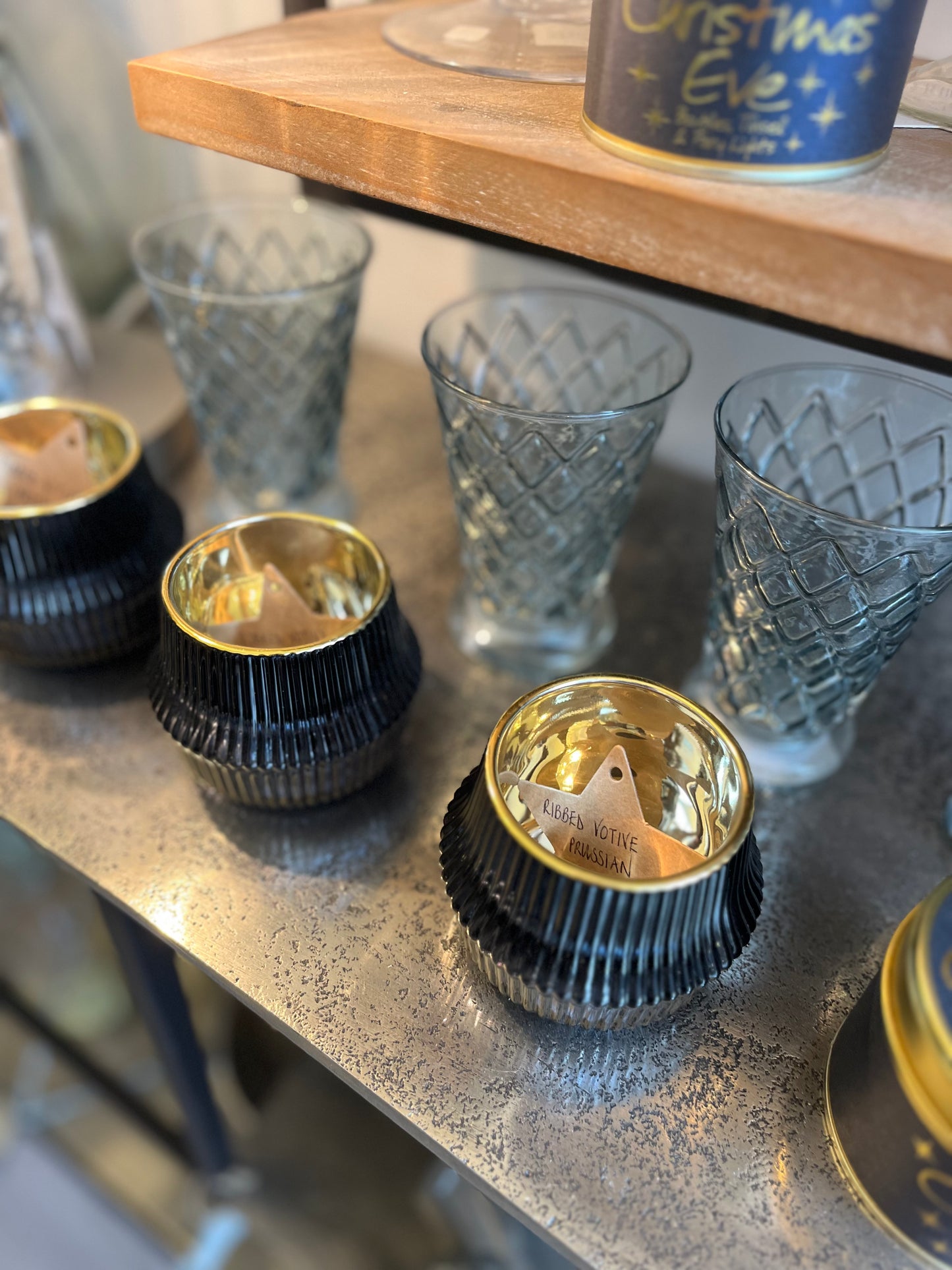 Ribbed Votive Prussian Blue