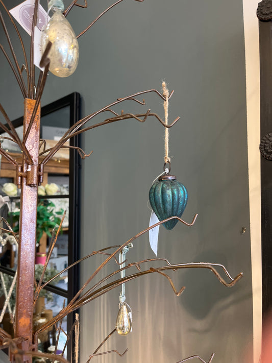 Ribbed Gourd Matt Teal Decoration