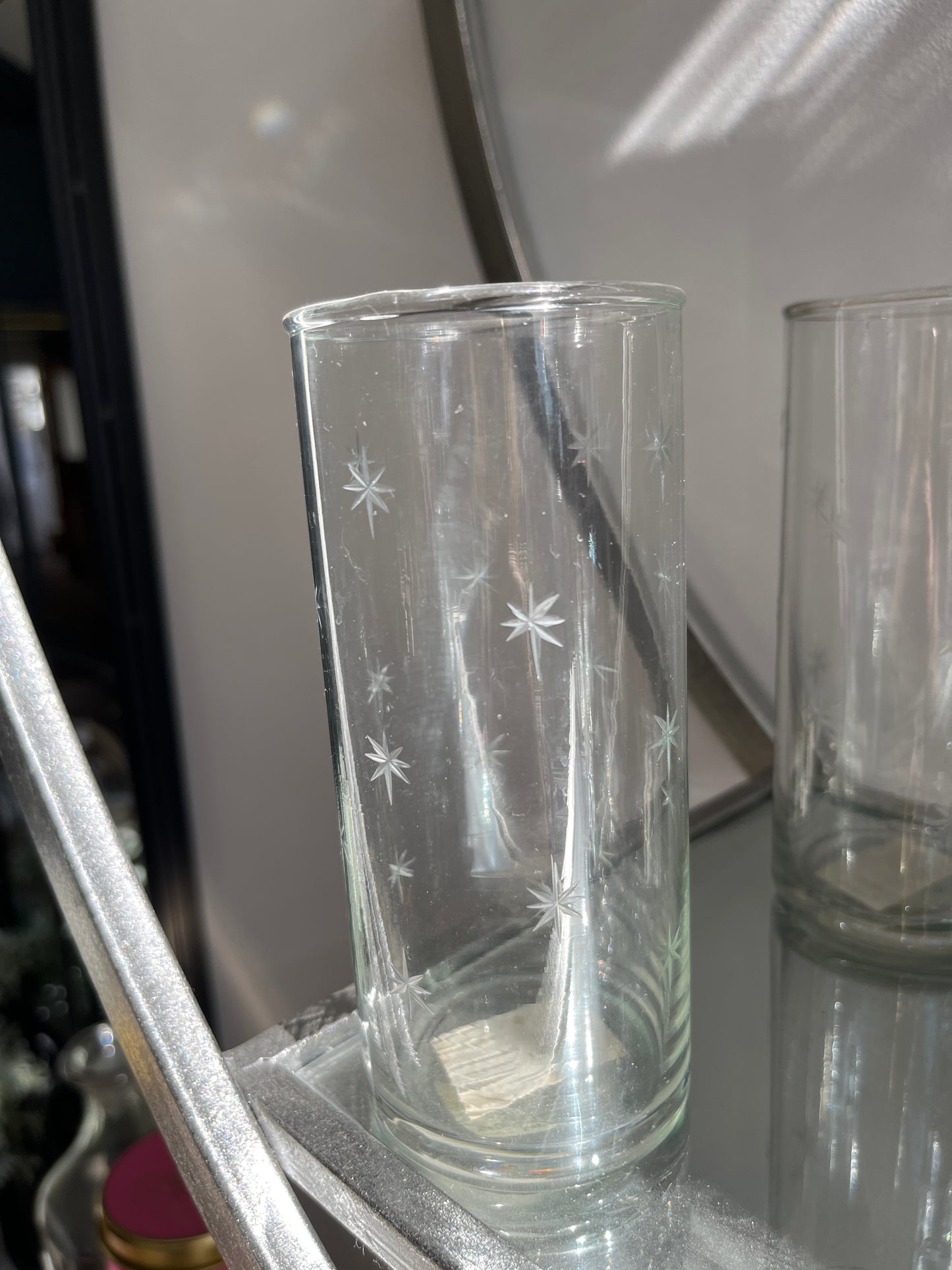 Grand Illusions -Tall Drinking Glass Etched Stars