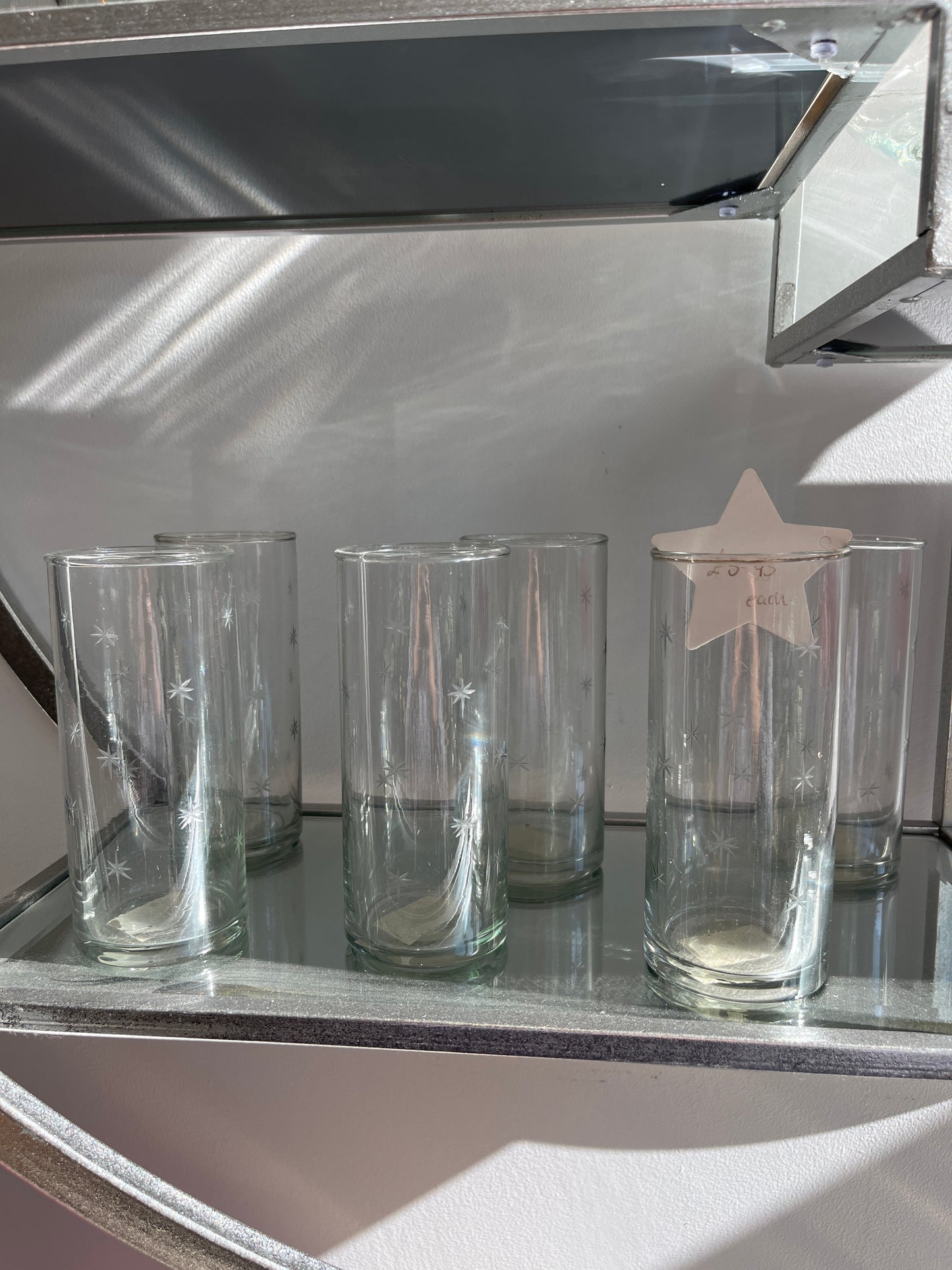 Grand Illusions -Tall Drinking Glass Etched Stars