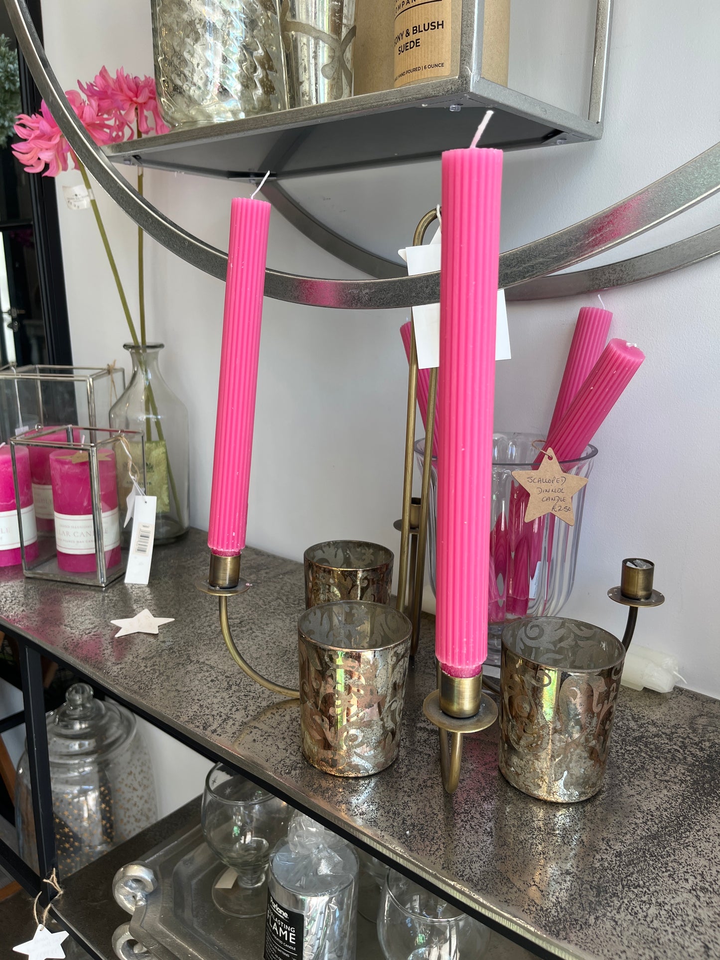 Grand Illusions: Rustic Fuchsia Pillar Candle
