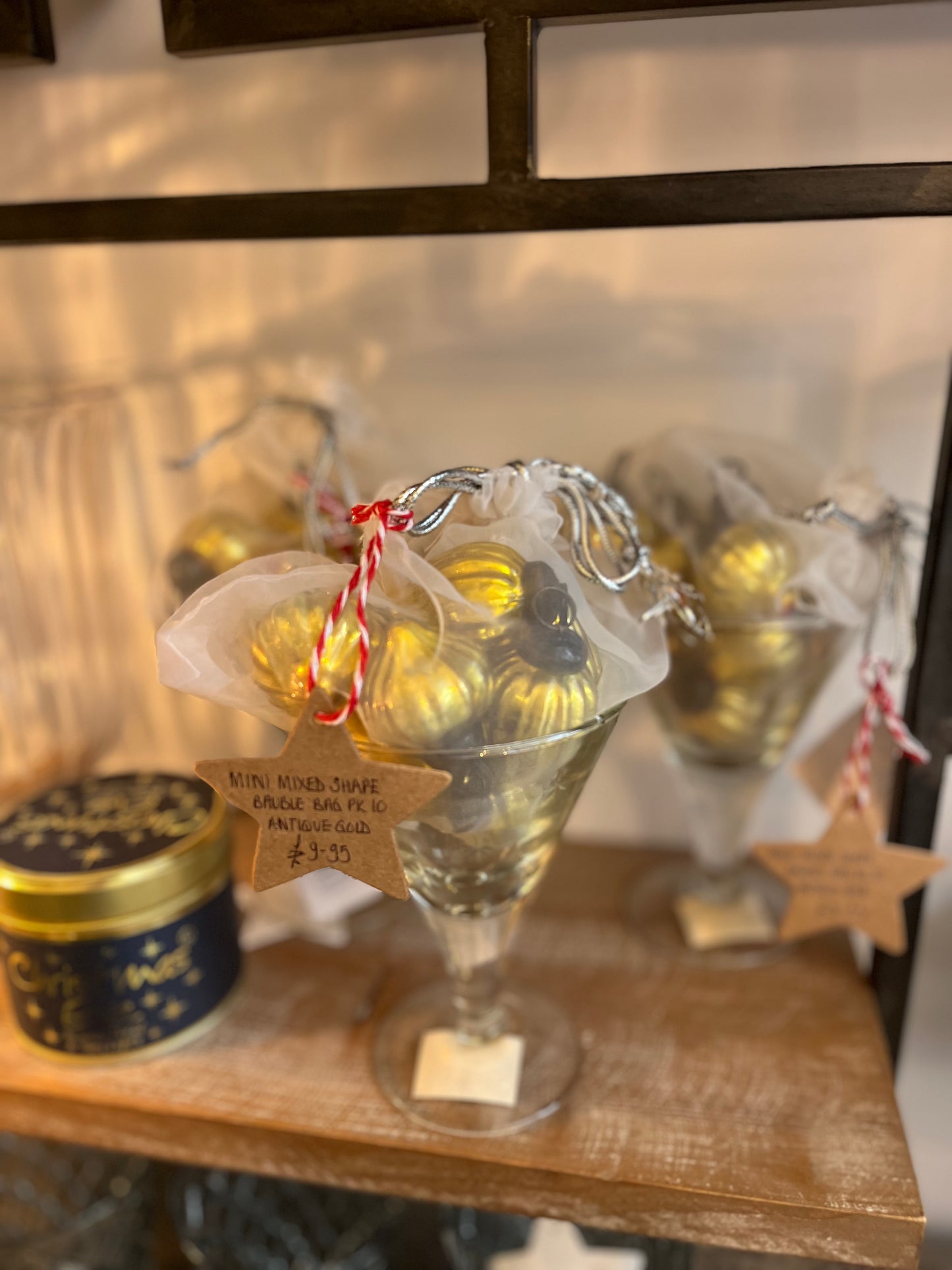 Grand Illusions - Mini Mixed Shape Baubles Bag of 10 Antique Gold