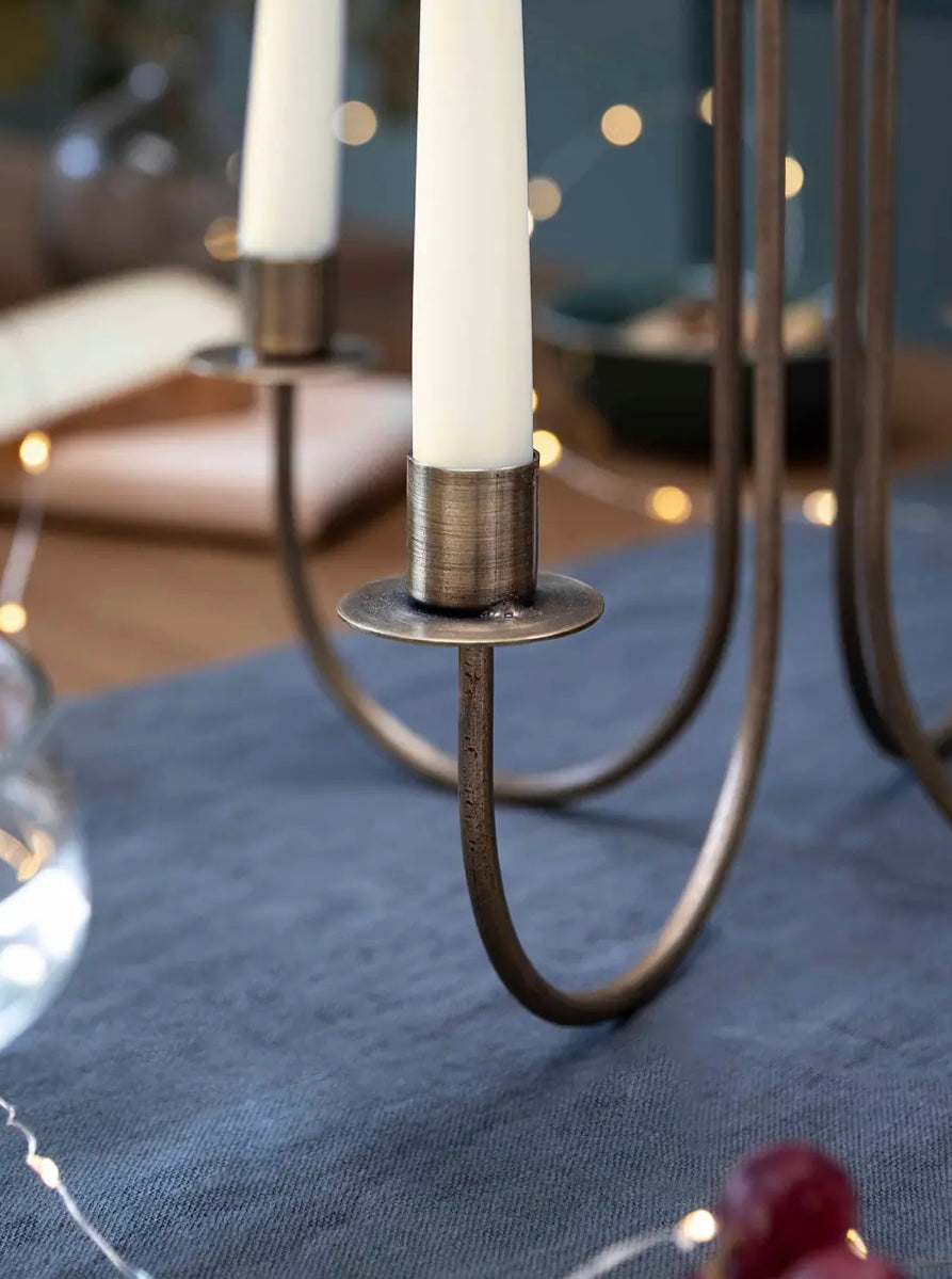 Brompton Dinner Candle Holder Antique Brass Finish