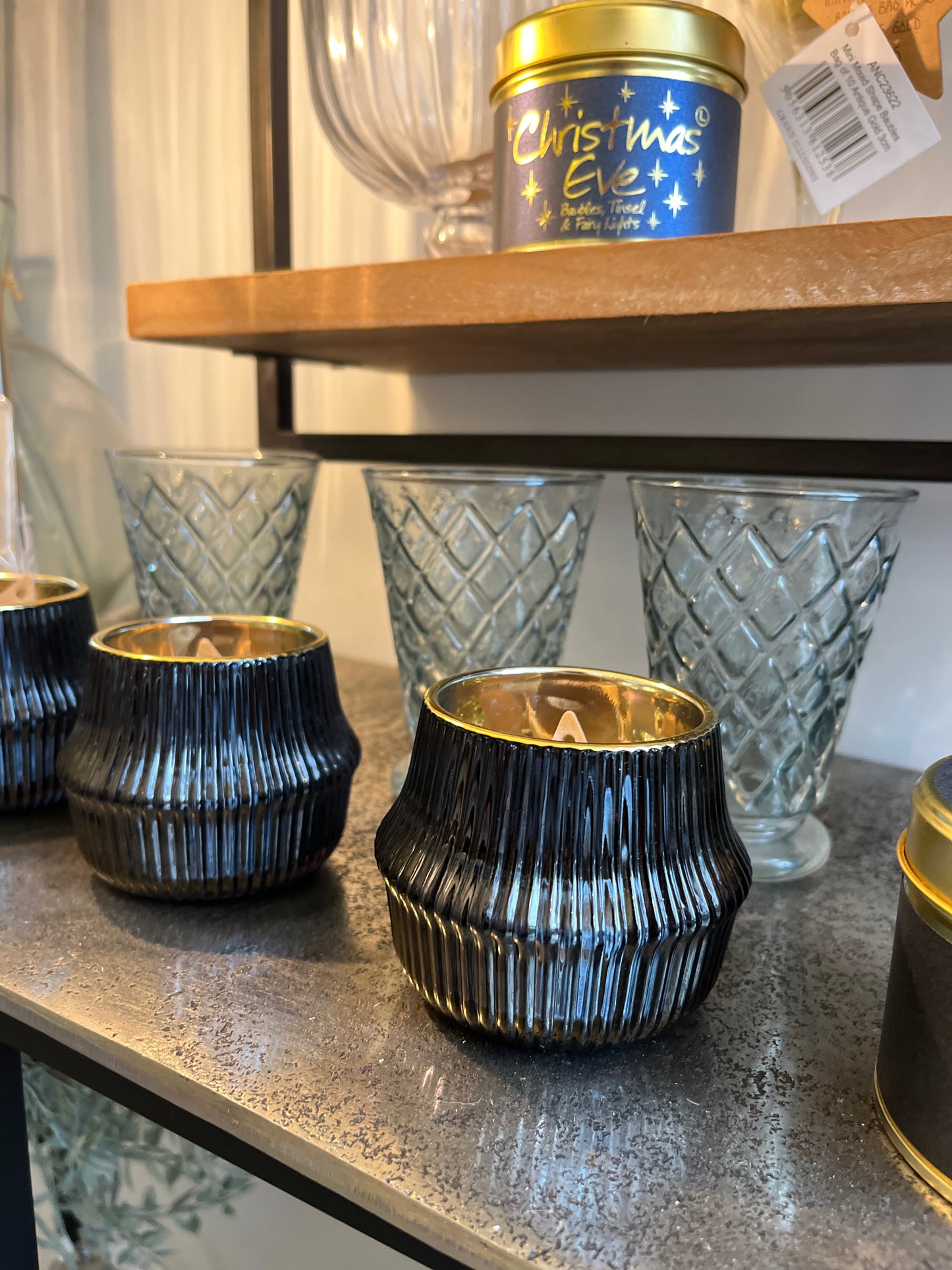 Ribbed Votive Prussian Blue